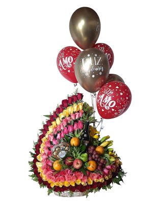 Arreglo frutal con globos