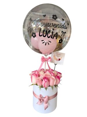 Cilindro de rosas rosadas