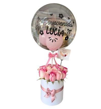 Cilindro de rosas rosadas